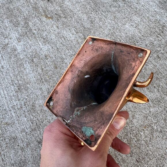 Vintage Solid Copper Bull Head Coat Hook Hat / Apron Wall Hook - Picture 3 of 6